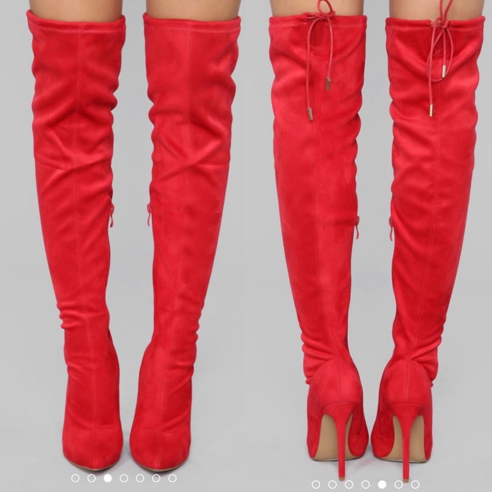 BRAND NEW Red Suede Over the knee heel boots